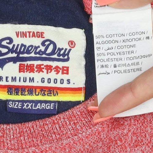 Superdry Mens Pink XL Tropical Floral Pocket Crew Neck T-Shirt