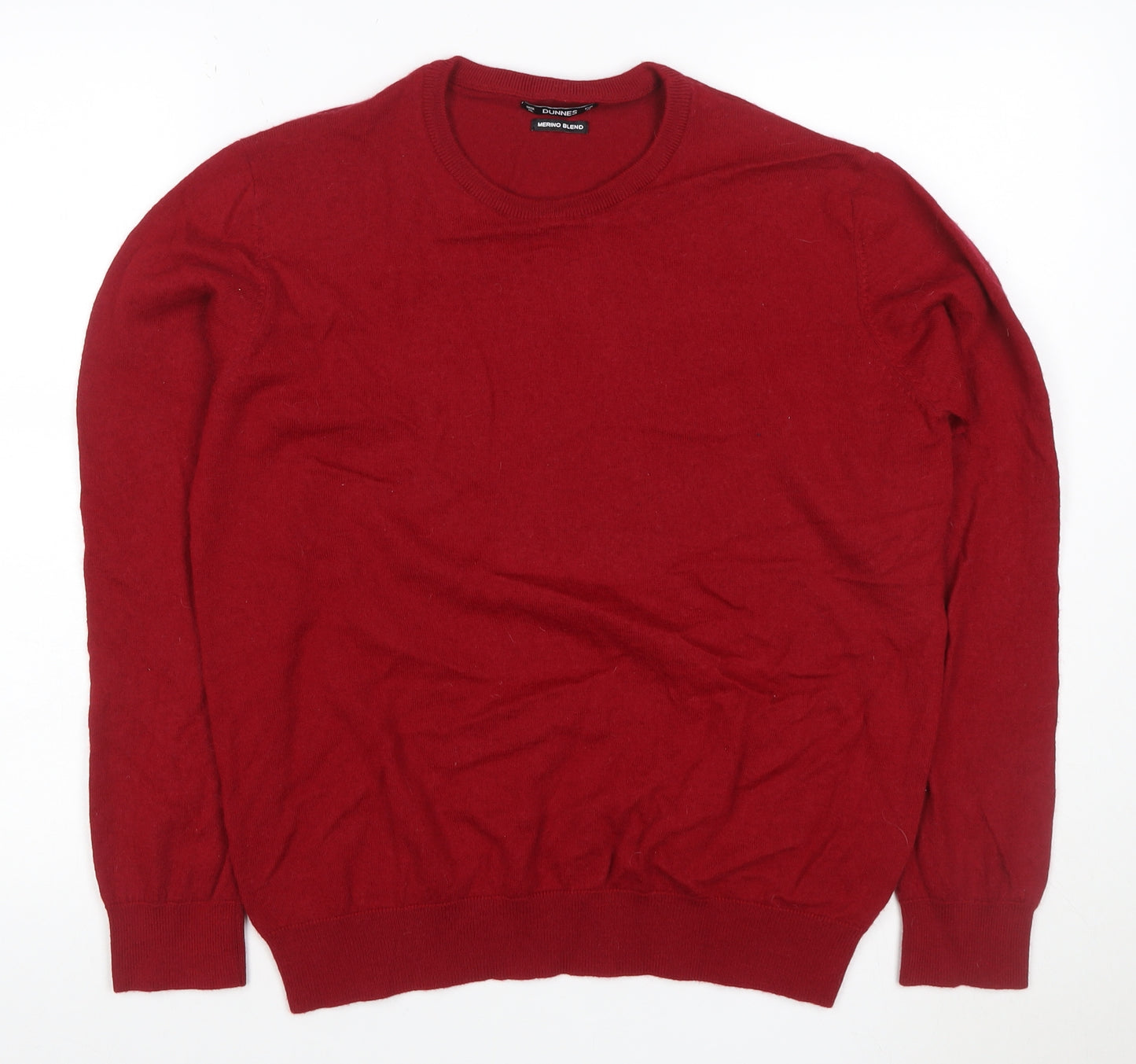 Dunnes Men’s Red XL Merino Blend Crew Neck Pullover Jumper