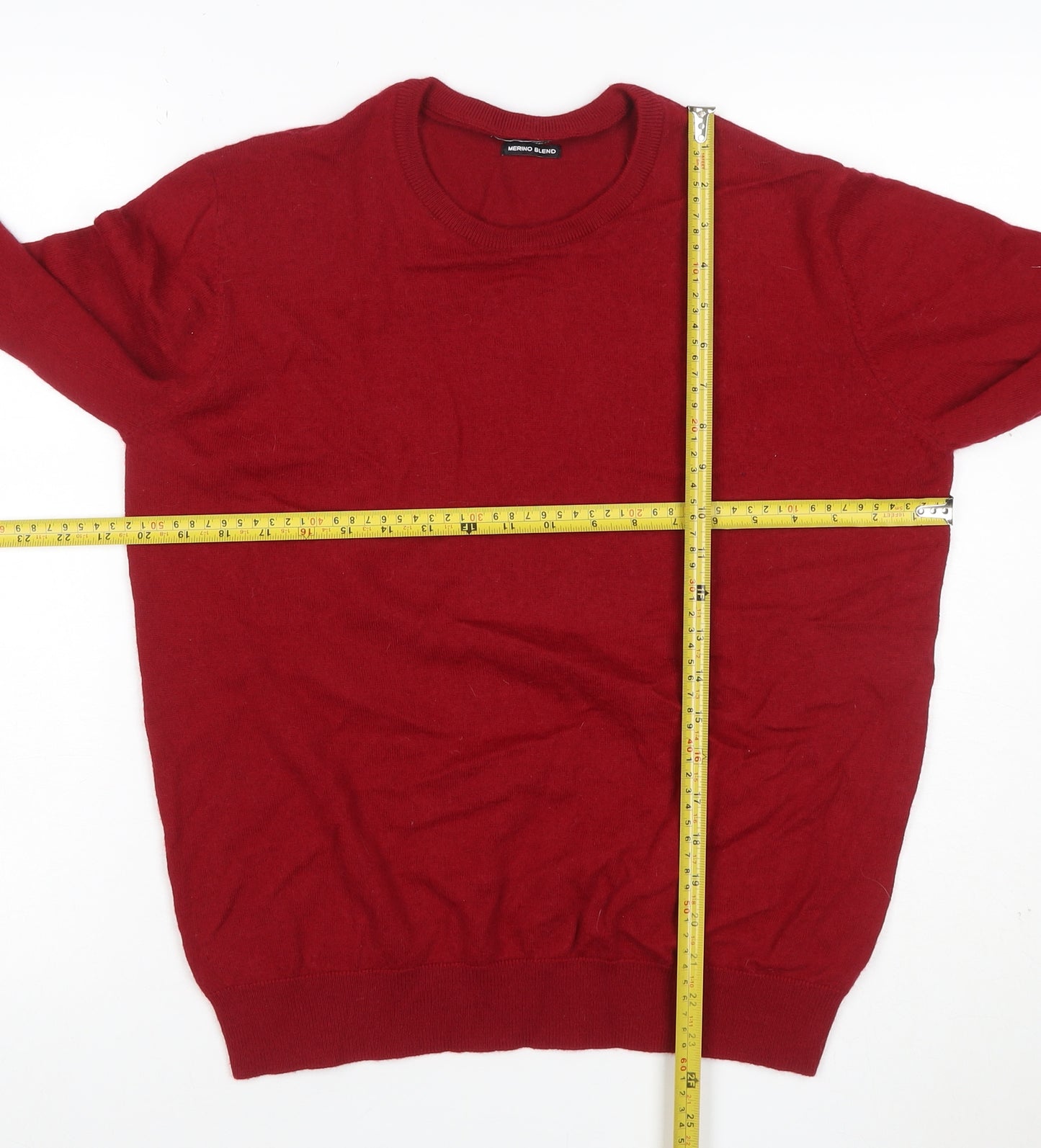Dunnes Men’s Red XL Merino Blend Crew Neck Pullover Jumper