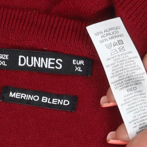 Dunnes Men’s Red XL Merino Blend Crew Neck Pullover Jumper