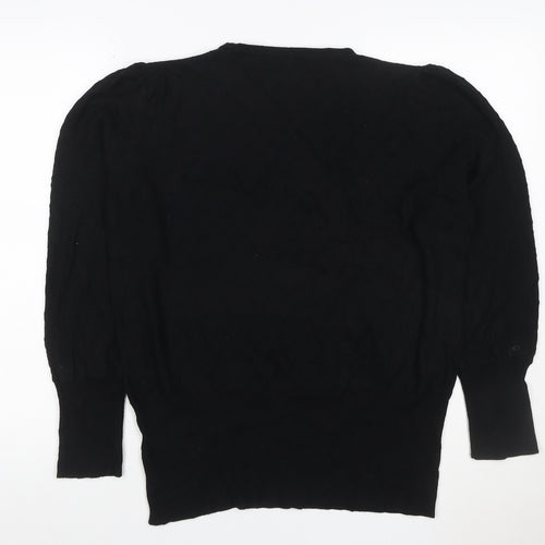 Marks and Spencer Women Black Size 16 Cable-Knit Crew Neck Jumper