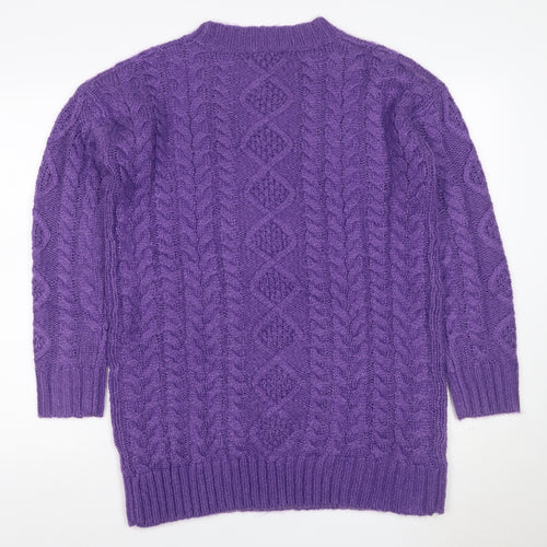 Very Women Purple M Cable-Knit Acrylic Crew Neck Pullover Jumper