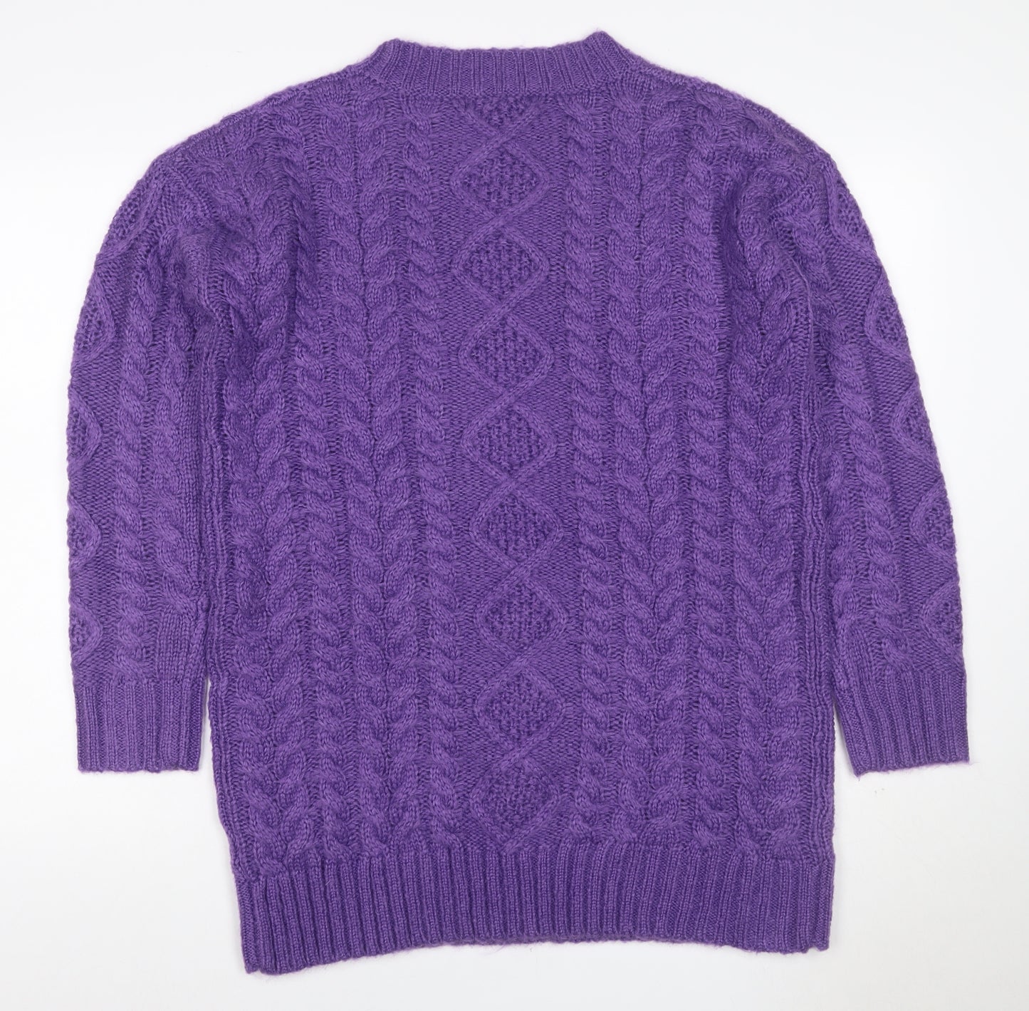 Very Women Purple M Cable-Knit Acrylic Crew Neck Pullover Jumper
