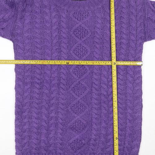 Very Women Purple M Cable-Knit Acrylic Crew Neck Pullover Jumper