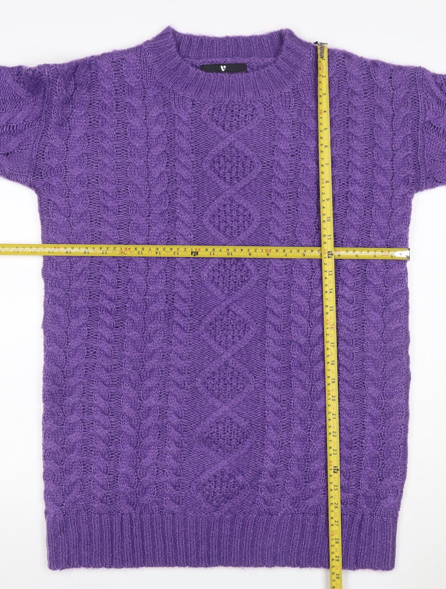 Very Women Purple M Cable-Knit Acrylic Crew Neck Pullover Jumper