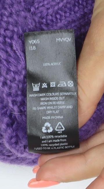 Very Women Purple M Cable-Knit Acrylic Crew Neck Pullover Jumper