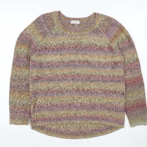 M&S Indigo Women's Multicoloured UK 10 Chunky Knit Raglan Jumper
