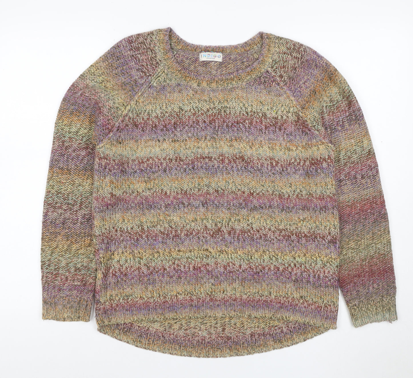 M&S Indigo Women's Multicoloured UK 10 Chunky Knit Raglan Jumper