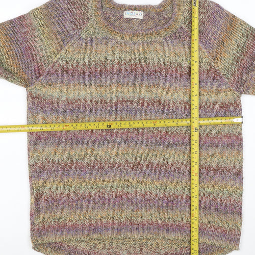 M&S Indigo Women's Multicoloured UK 10 Chunky Knit Raglan Jumper
