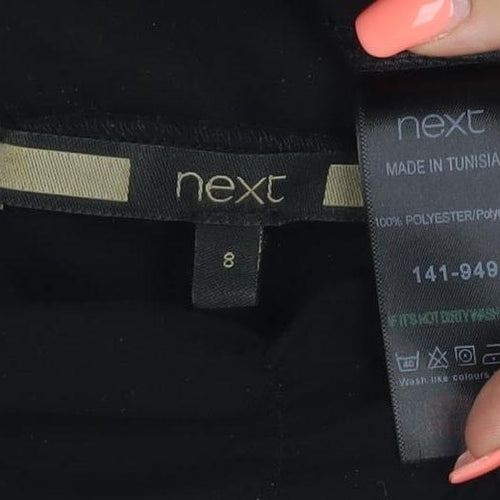 NEX Women Black UK 8 Basic Sheer Chiffon High Neck Balloon Sleeve Blouse