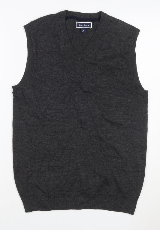 Club Room Men’s Grey Wool Blend V-Neck Knit Vest Size S Classic