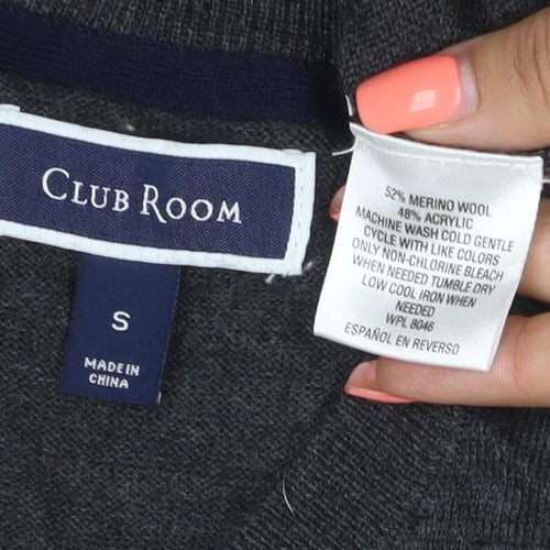 Club Room Men’s Grey Wool Blend V-Neck Knit Vest Size S Classic