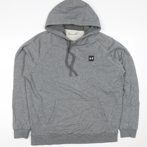 Under Armour Men’s Grey L ColdGear Logo Pullover Hoodie Relaxed Fit