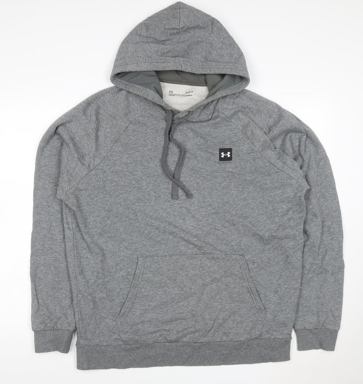 Under Armour Men’s Grey L ColdGear Logo Pullover Hoodie Relaxed Fit