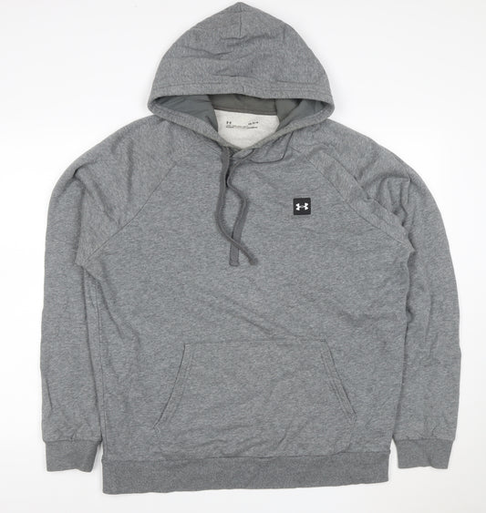Under Armour Men’s Grey L ColdGear Logo Pullover Hoodie Relaxed Fit