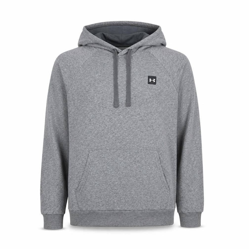 Front view of Under Armour Men’s Grey L ColdGear Logo Pullover Hoodie Relaxed Fit