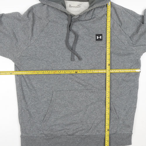 Under Armour Men’s Grey L ColdGear Logo Pullover Hoodie Relaxed Fit
