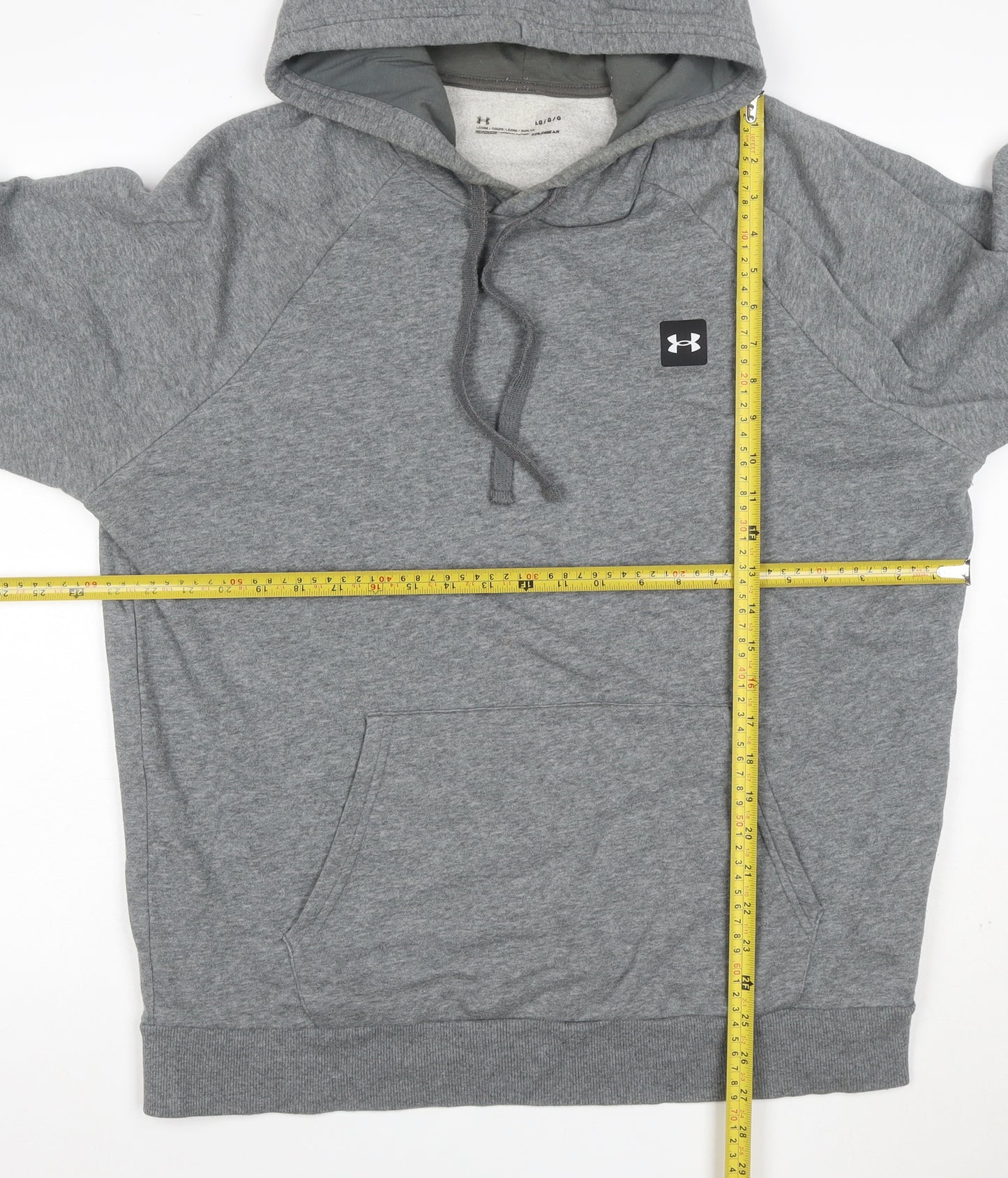 Under Armour Men’s Grey L ColdGear Logo Pullover Hoodie Relaxed Fit