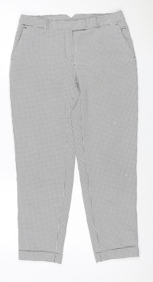Dorothy Perkins Women Black White UK 8 Geometric Tapered Trousers
