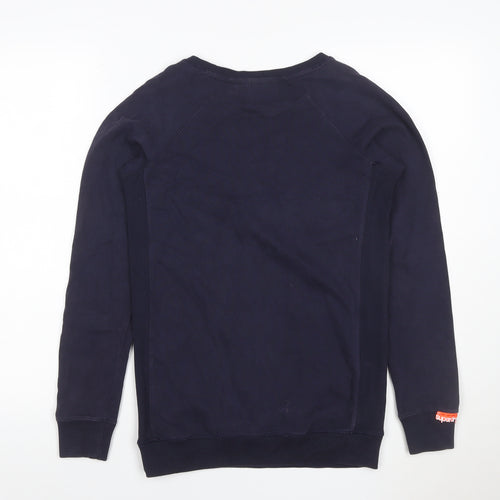 Superdry Women’s Navy S Logo Graphic Crew Neck Pullover Sweatshirt