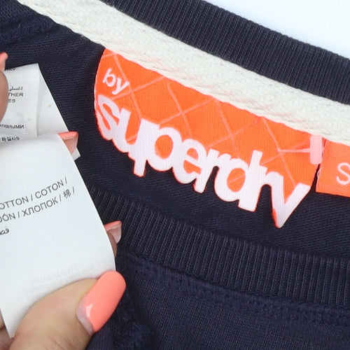 Superdry Women’s Navy S Logo Graphic Crew Neck Pullover Sweatshirt