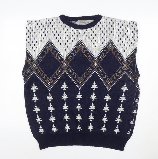 Celebrity Club Men’s Navy XL Argyle Knit Sleeveless Jumper Vest