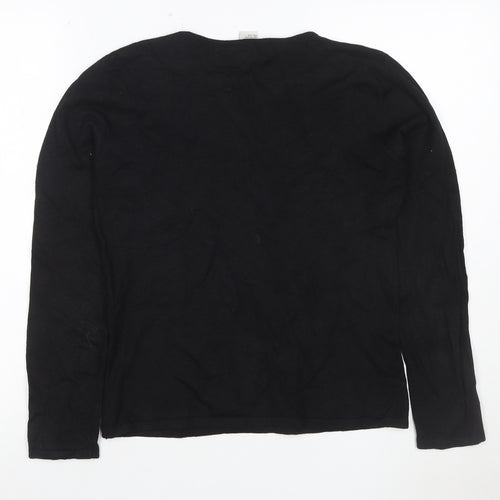Heirloom Collectibles Women Black M Petite Sequin Santa Christmas Knit Top