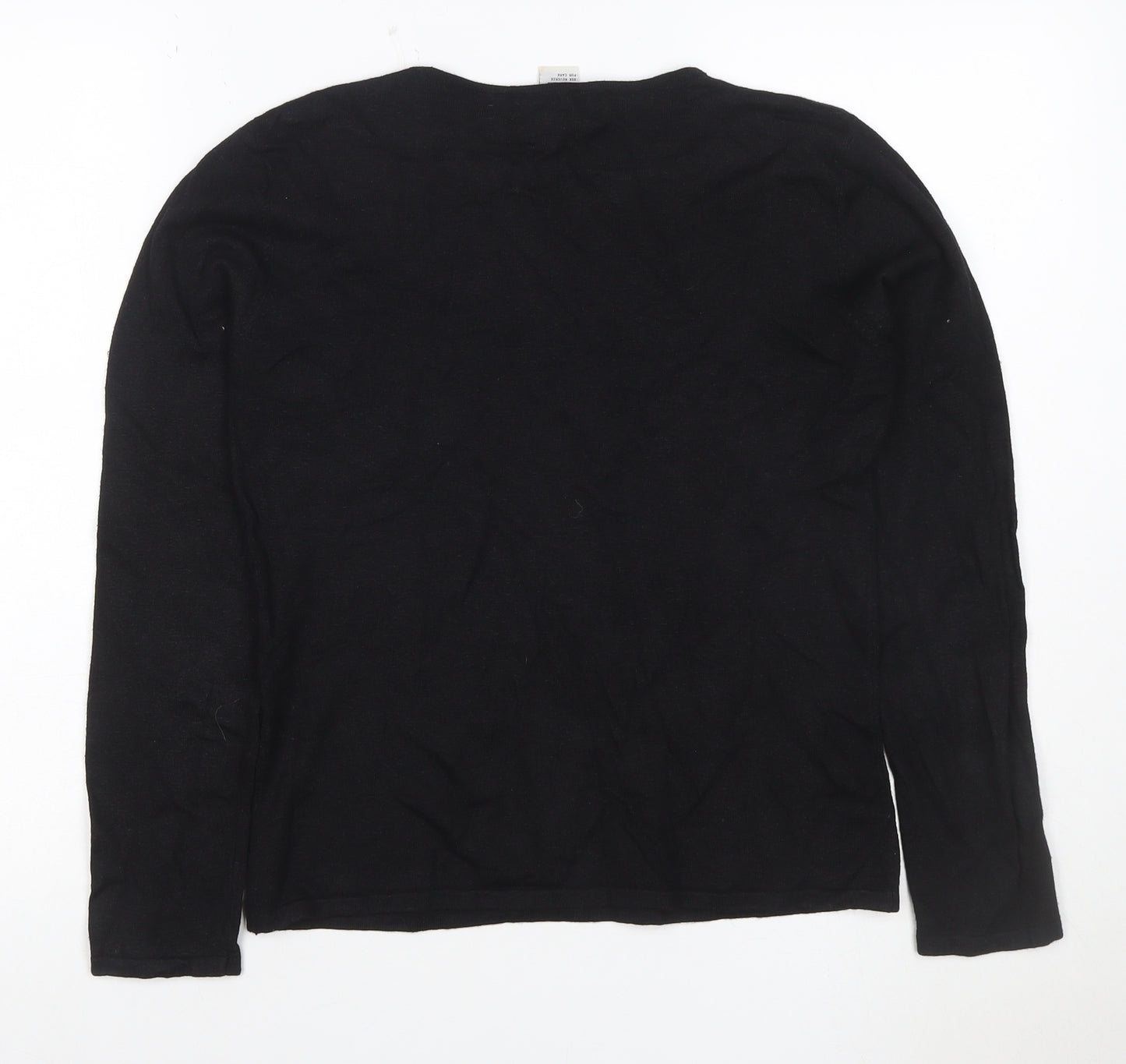 Heirloom Collectibles Women Black M Petite Sequin Santa Christmas Knit Top
