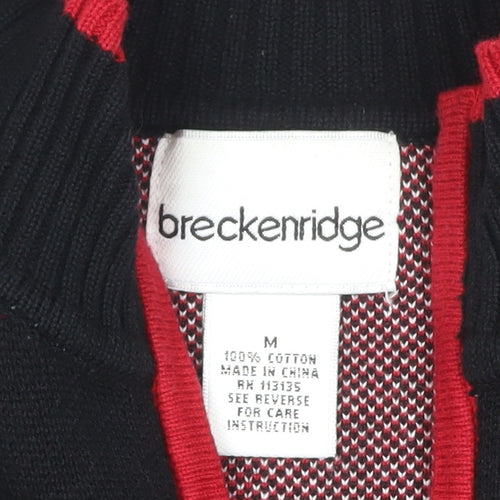 Breckenridge Women’s Black M Full Zip Snowflake Christmas Cardigan