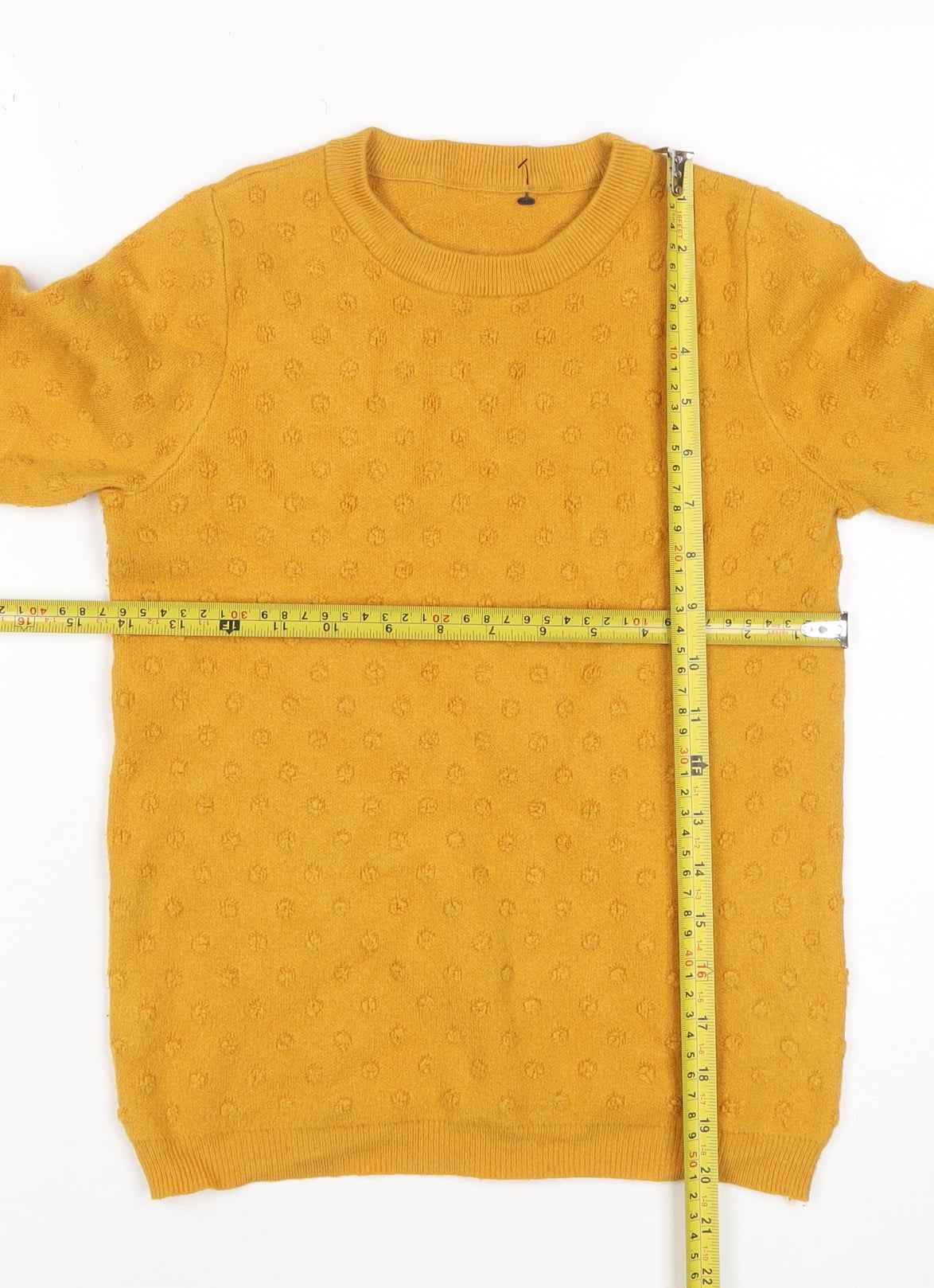 Oasis Women’s Yellow Size 18 Textured Knit Crew Neck Jumper