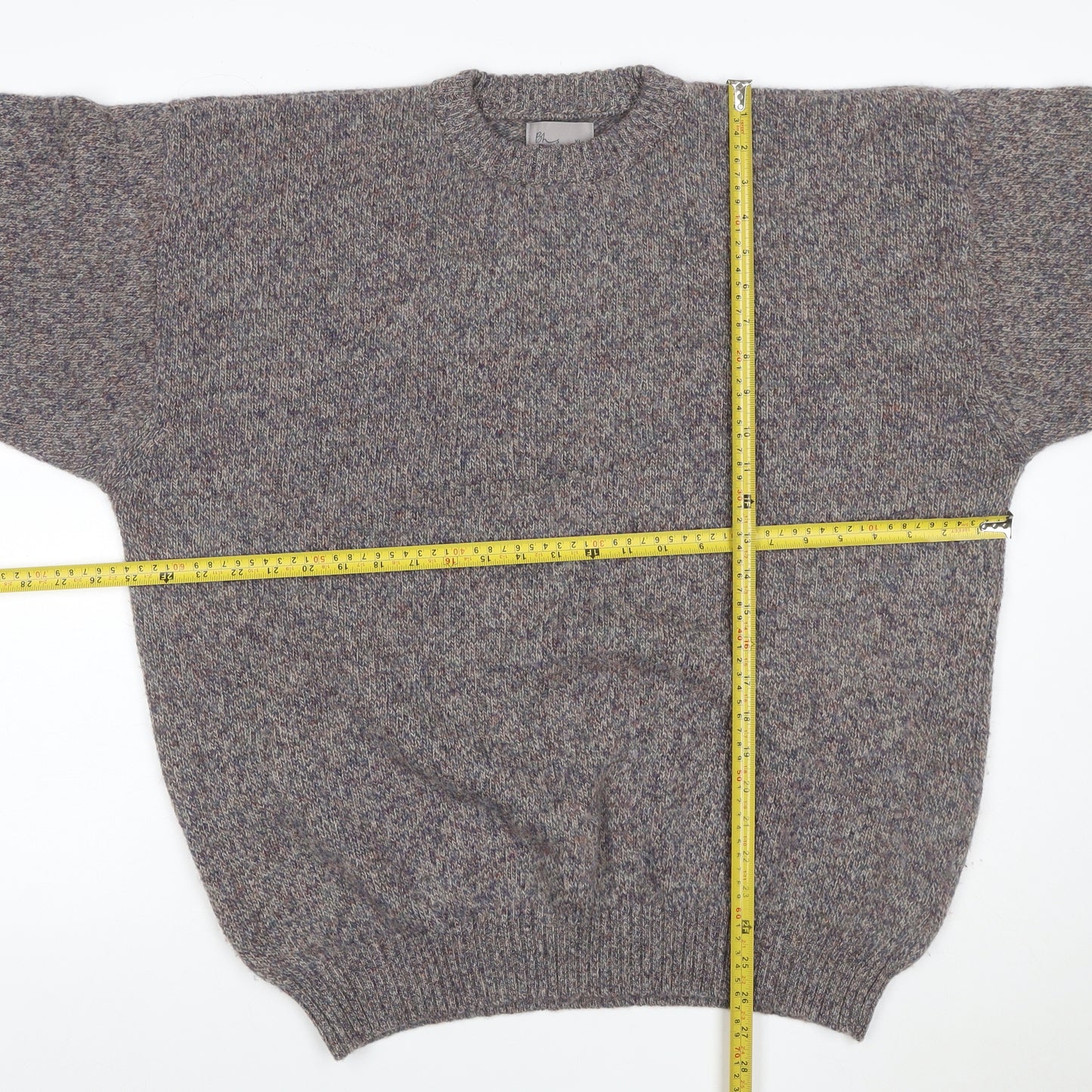 Bhs Men’s Grey XL Pure New Wool Crew Neck Chunky Knit Pullover