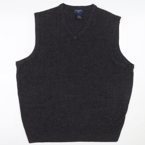 Dockers Men’s Grey L V-Neck Sleeveless Knit Jumper Vest