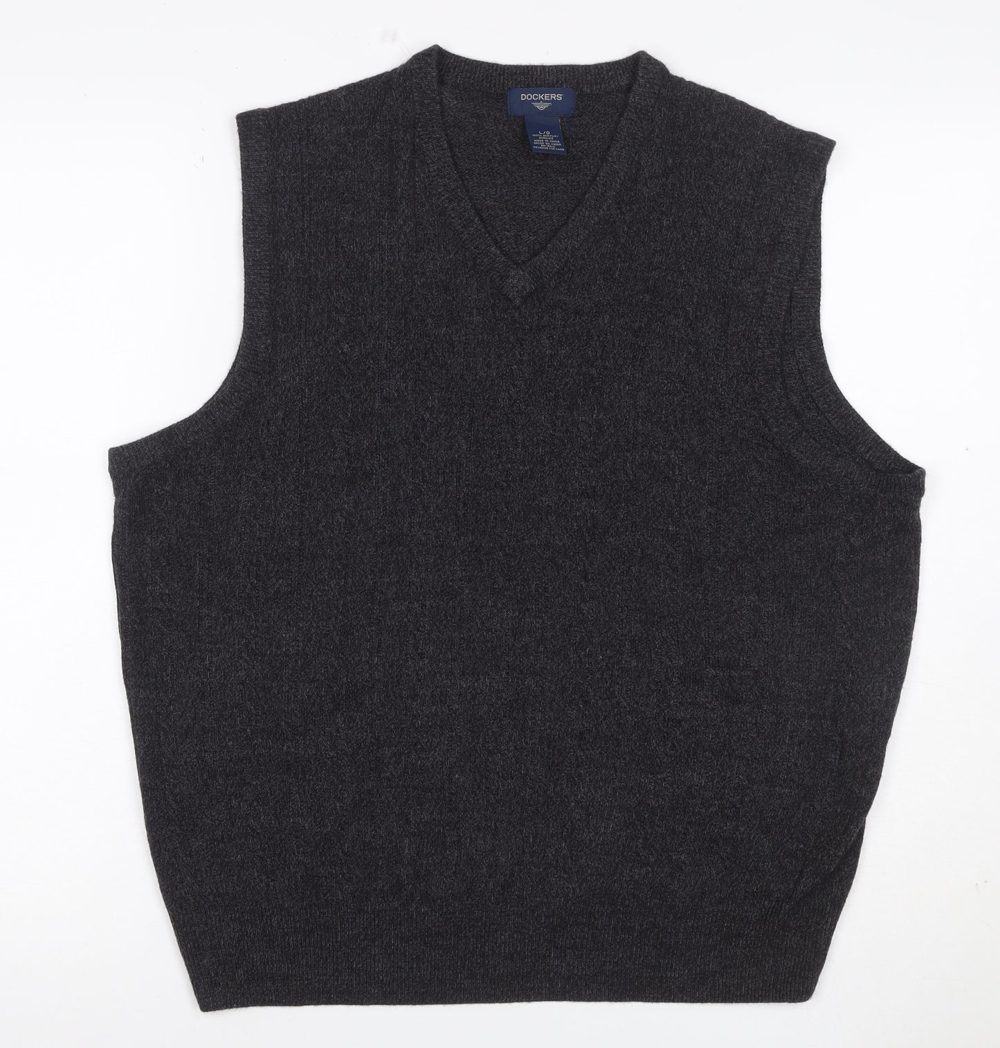 Dockers Men’s Grey L V-Neck Sleeveless Knit Jumper Vest