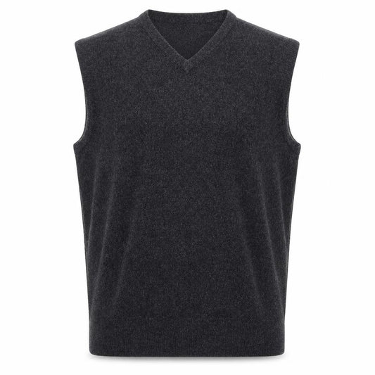 Front view of Dockers Men’s Grey L V-Neck Sleeveless Knit Jumper Vest
