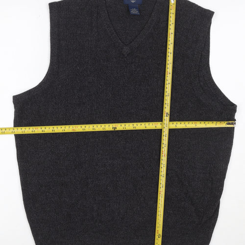 Dockers Men’s Grey L V-Neck Sleeveless Knit Jumper Vest