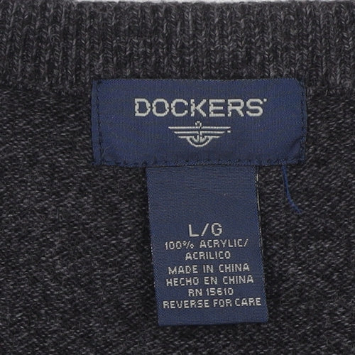 Dockers Men’s Grey L V-Neck Sleeveless Knit Jumper Vest