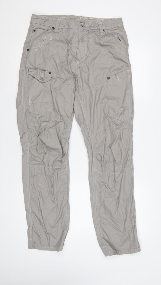 Marc Ecko Men’s Grey 33/32 Straight Cut Cargo Trousers Cotton