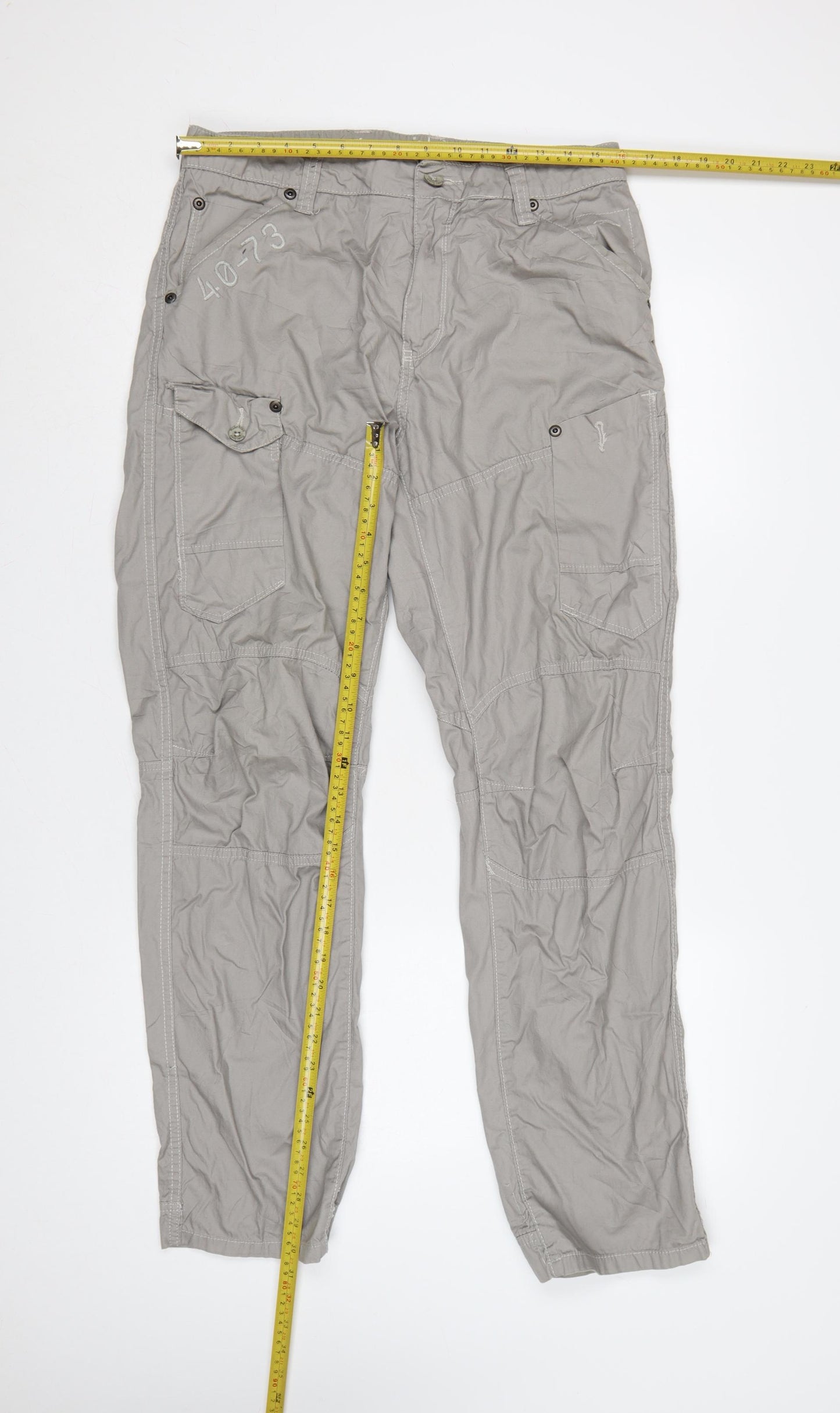 Marc Ecko Men’s Grey 33/32 Straight Cut Cargo Trousers Cotton