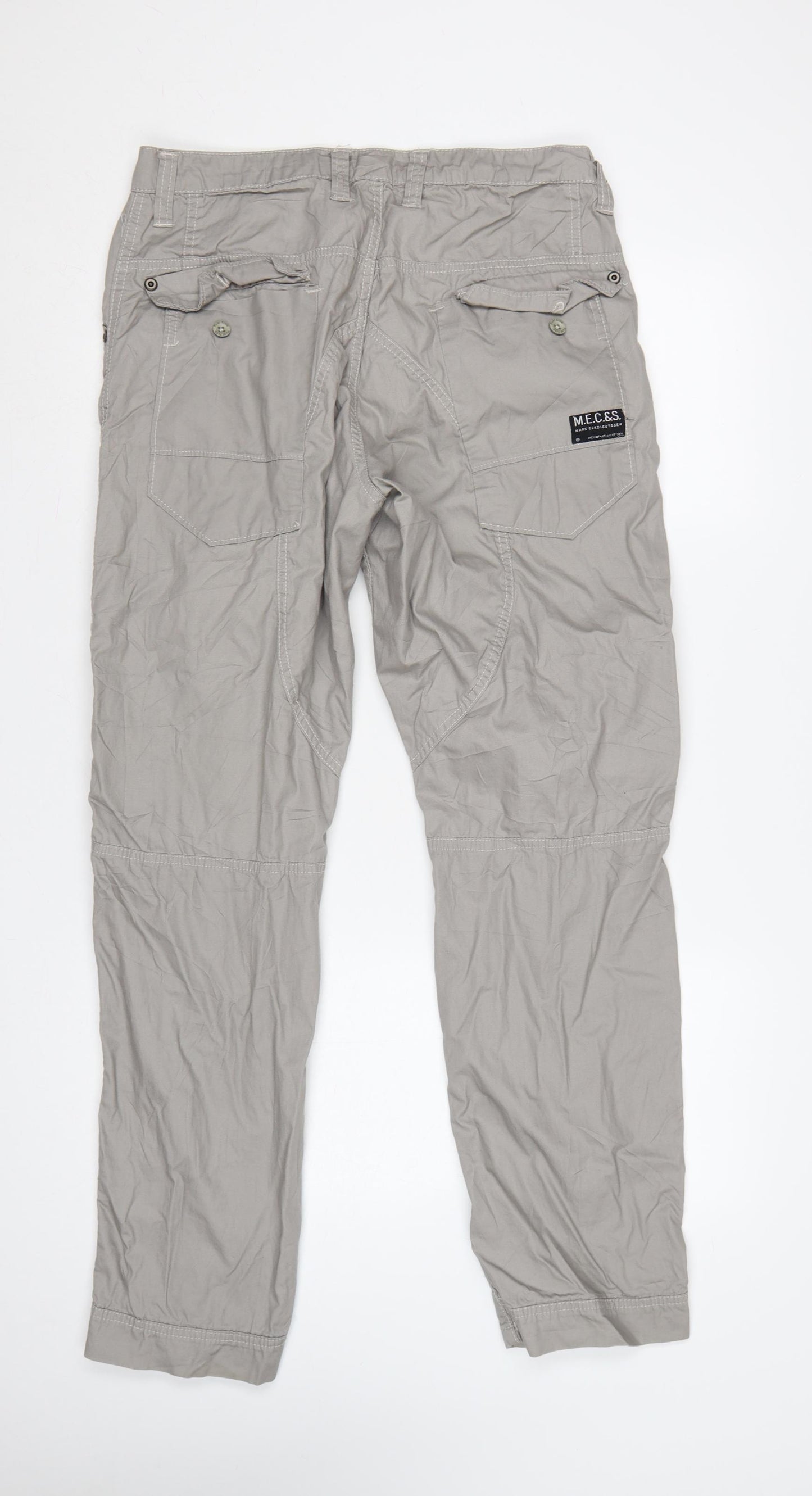 Marc Ecko Men’s Grey 33/32 Straight Cut Cargo Trousers Cotton