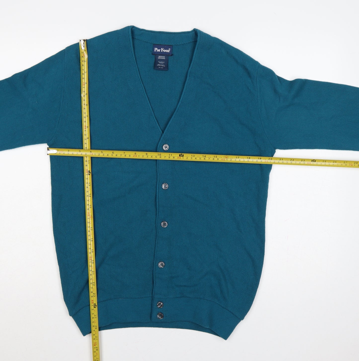 Par Four Women’s Blue M Vintage V-Neck Button Knit Cardigan