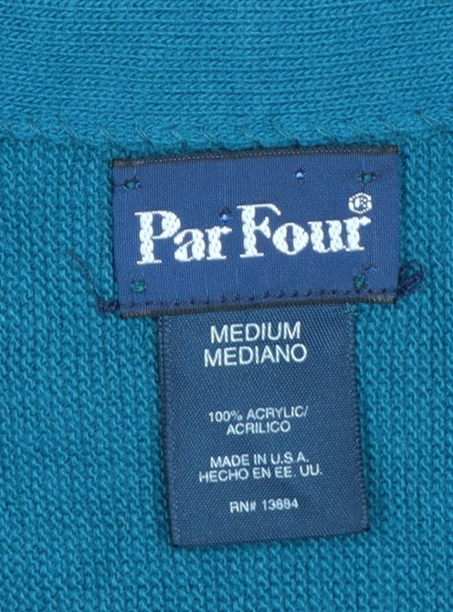 Par Four Women’s Blue M Vintage V-Neck Button Knit Cardigan