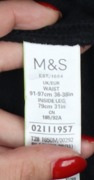 Marks & Spencer Men's Black 36in 31in Straight Elastic Waist Trousers