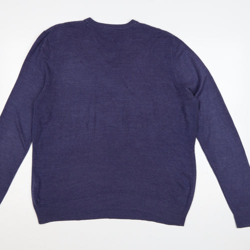 The Collection Debenhams Men’s Blue Medium V-Neck Acrylic Pullover Jumper