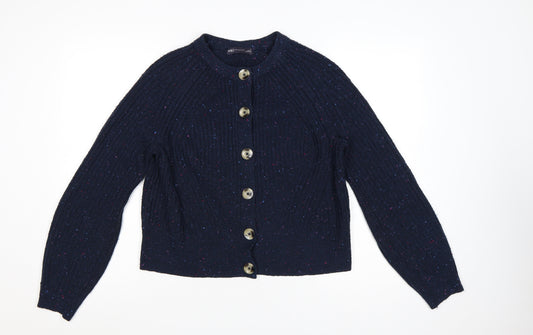 Marks and Spencer Women Navy M Speckled Button Knit Cardigan