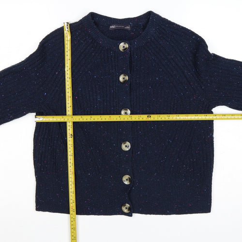 Marks and Spencer Women Navy M Speckled Button Knit Cardigan
