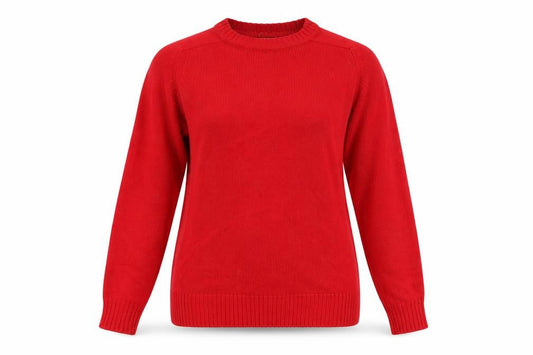 Front view of The Fox Collection Women’s Red L Cable Knit Cotton Jumper