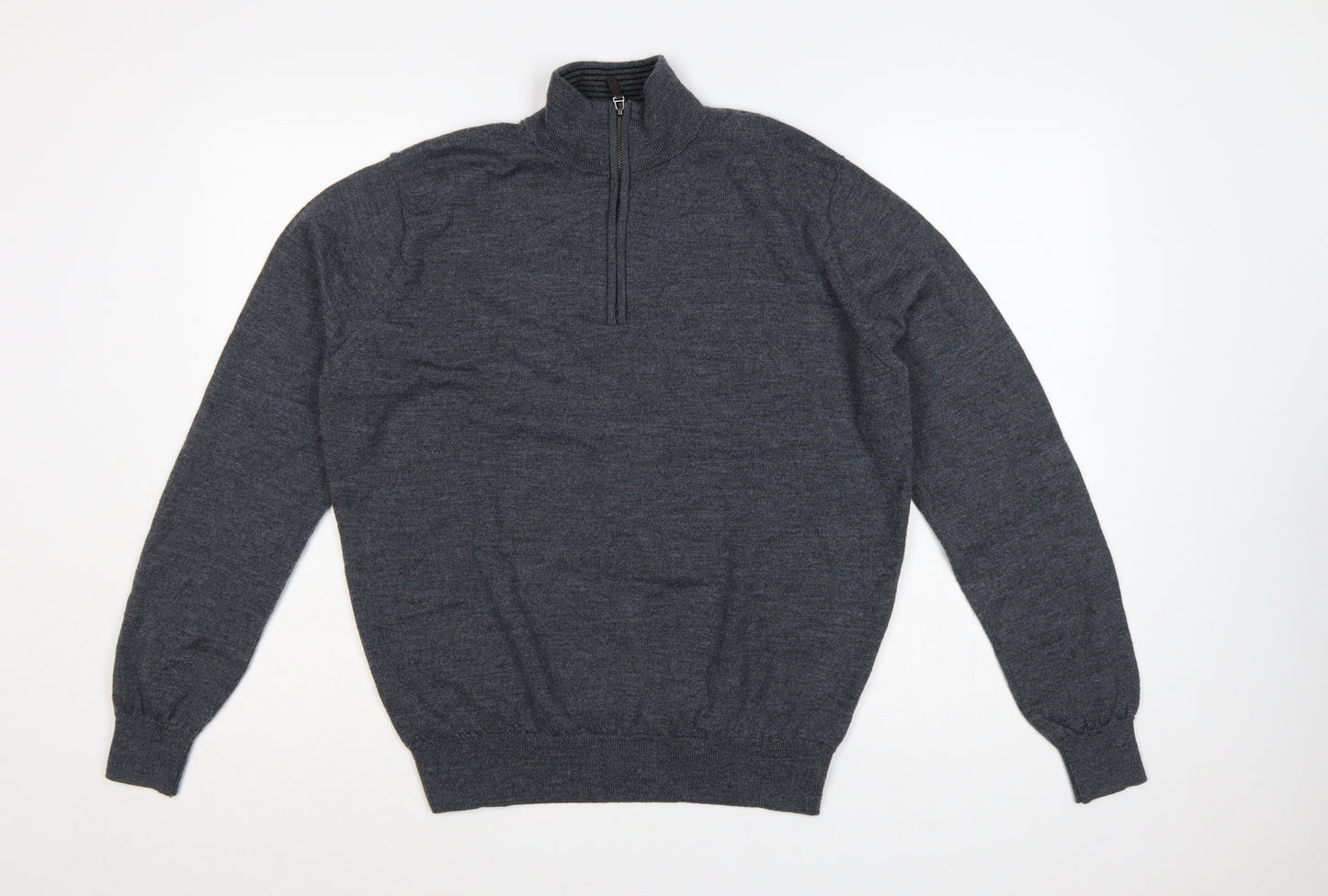 UNTUCKit Men’s Grey Merino Wool XL 1/4 Zip High Neck Jumper