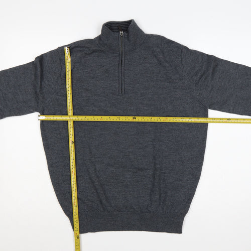UNTUCKit Men’s Grey Merino Wool XL 1/4 Zip High Neck Jumper