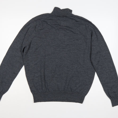 UNTUCKit Men’s Grey Merino Wool XL 1/4 Zip High Neck Jumper
