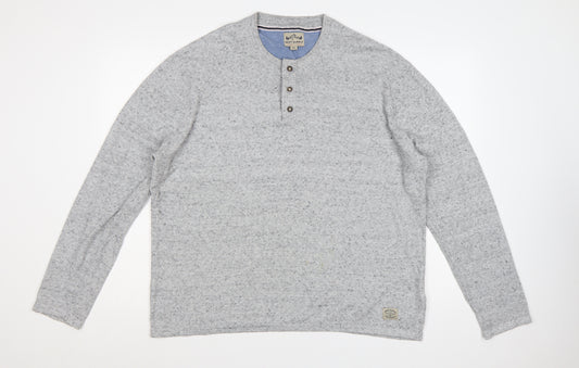Next Supply Men's Grey XL Henley Knit Cotton Blend Jumper